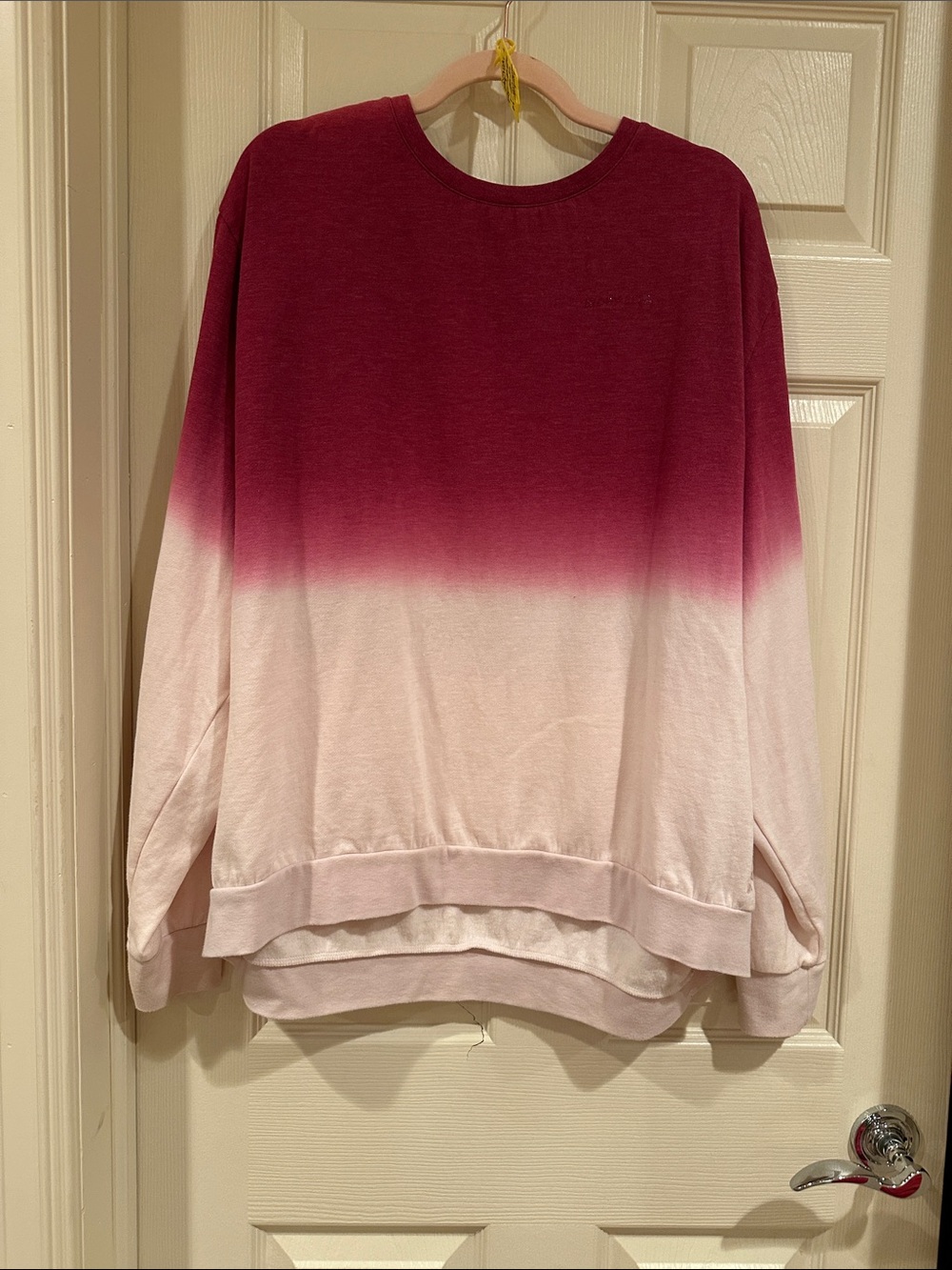 ivory ella Maroon to Light Pink Ombre Crewneck Sweatshirt